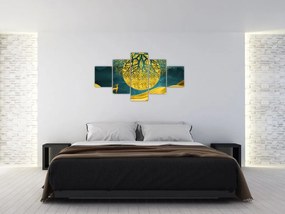 Obraz - Abstrakcja, złoty krajobraz (125x70 cm)