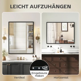 HOMCOM Lustro ścienne, 70 x 90 cm, dekoracyjne lustro wiszące, łatwy montaż, w zestawie śruby | Aosom PL
