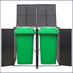 Czarna podwójna osłona na śmietniki ogrodowe T8-R75
