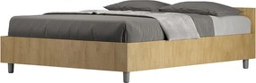 Łóżko wyposażone w stelaż z listwami z pojemnikiem 140x190 dąb naturalny Nuamo