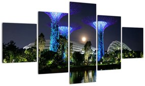 Obraz przedstawiający pełnię księżyca w ogrodach Singapuru (125x70 cm)
