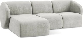 Jasnoszary narożnik z tkaniny szenilowej (lewostronny/z szezlongiem) Lani – Makamii