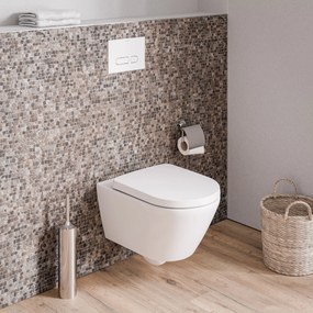 Duravit WC wiszący Mino bez rantów spłukującychBiały połysk - w zestawie deska sedesowa z wolnym opadaniem