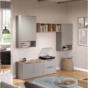 Ściana w salonie szary 80x40x50 wido