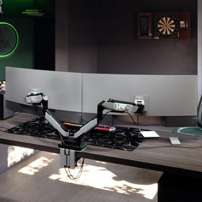 Podwójny uchwyt na monitory 49 cali, szaro-czarny RGB X-Arm Dual