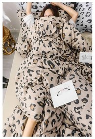 Brązowa bawełniana pościel dwuosobowa z prześcieradłem (4-częściowa) 200x220 cm Leopard – Mila Home