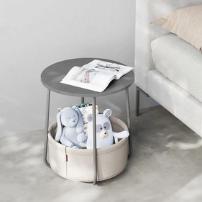 Vasagle Okrągły stolik z koszem COLETTE, 45x50cm, szara/biała