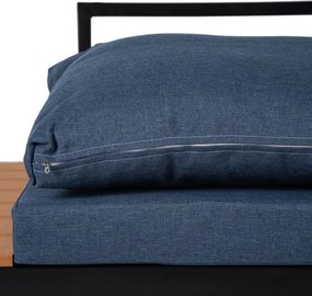 Zestaw Mebli Ogrodowych NORMAN Granatowy/Czarny Narożnik Stolik Tarasowy Metalowy Nowoczesny