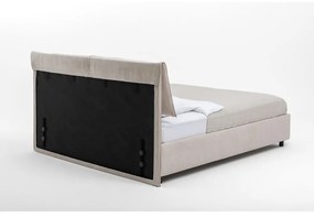 Beżowe tapicerowane łóżko dwuosobowe ze schowkiem i stelażem 160x200 cm Myra Pillow – Bonami Selection