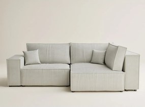 Kremowy sztruksowy rozkładany/ze schowkiem narożnik (prawostronny/w kształcie litery L) Tonga – Maison de Rêve