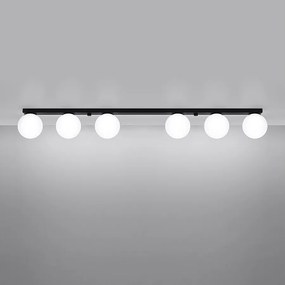 Plafony nowoczesny Zynfi, stal/szkło - 6 źródło światła 3000K - L.120 x H.14.5 cm - czarny