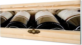 Panel szklany do Kuchni Butelki Wina w Skrzynce