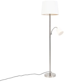 Klasyczna lampa podłogowa stal klosz biały z elastycznym ramieniem - Retro klasyczny/Antyczny Oswietlenie wewnetrzne
