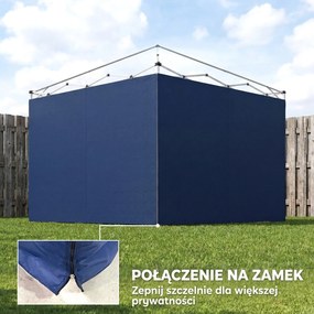 Outsunny 3-częściowy zestaw bocznych ścian z zamknięciem na suwak do pawilonu 3x3 m, ciemnoniebieski | Aosom PL