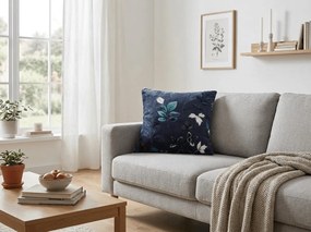 Dwustronna poszewka na poduszkę DUO SENSE NOCTIFLORA 45x45 cm mikroplusz/flanela, ciemnoniebieska