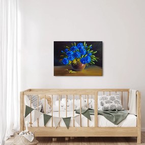 Obraz niebieskich kwiatów w wazonie (70x50 cm)