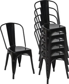 Krzesło MCW-A73 metalowe (zestaw 6 sztuk),  czarne