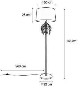 Lampa podłogowa złota 145 cm z czarnym abażurem z bawełny 50 cm - Botanica Rustykalny / Vintage Oswietlenie wewnetrzne