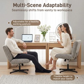 HOMCOM Obrotowy Fotel Akcentowy, Tapicerowany Fotel Lounge z Regulacją Wysokości do Salonu, Biura, Szary | Aosom PL