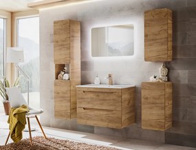 Niska szafka łazienkowa, wisząca Aruba 810 FSC, dąb craft złoty