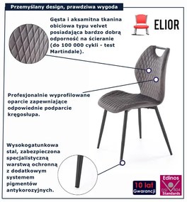 Pikowane welurowe szare krzesło T5-Z63
