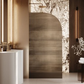 Ścianka prysznicowa WALK IN FIX grafitowa półokrągła ryflowana 8mm ARTE WELLE Moon Grafit MASSI | Różne rozmiary : Kolor profili kabiny - chrom / srebrny, Szerokość ścianki - 120 cm, Typ montażu - WALK in FIX (Do ściany)