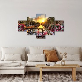Obraz - Wschód słońca w Amsterdamie (125x70 cm)