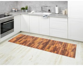 Brązowy plastikowy dywanik łazienkowy 65x200 cm Lambris – Wenko