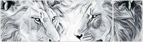 Obraz - Rysowane lwie głowy (170x50 cm)