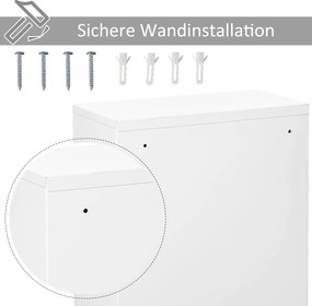 kleankin Apteczka szafka na lekarstwa apteczka pierwszej pomocy z zamkiem 3 półki stal kolor biały