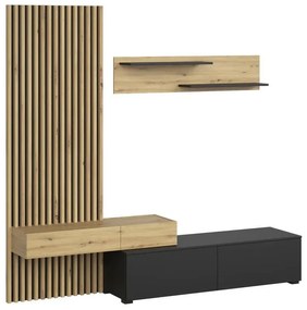 Komplet nowoczesnych mebli dab artisan + czarny H7-R79