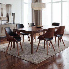 Krzesło do jadalni MCW-D23 (zestaw 6 sztuk),  sztuczna skóra czarna