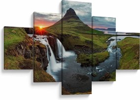 Obraz - Kirkjufell o zachodzie słońca (125x70 cm)