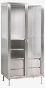 Szafa 85x180 Cm Ze Stali I Szkła Paoline Szczotkowana Szarość - Sklum