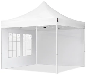 TOOLPORT 3x3 m Namiot Ekspresowy, ECONOMY Stal 30mm, ze ścianami bocznymi, okna kwadratowe, biały - (59041)