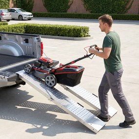 HOMCOM Zestaw 2 ramp składanych z metalu, rampa progowa z uchwytami do 400 kg, dla opon do 22,5 cm | Aosom PL