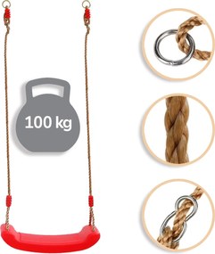 Huśtawka ogrodowa dla dzieci plastikowa Zoya czerwona 100 kg