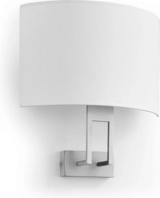 CLASSICAL kinkiet w stylu klasycznym - wn?trze - stal - nikiel satynowy - bia?y bawe?niany aba?ur - E27 MAX. 40W-IP20