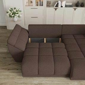 Masseno Narożnik ORENTI z funkcją spania i pojemnikiem na pościel Narozniki L, Rozkładana sofa - Brązowy, QUELLE 25