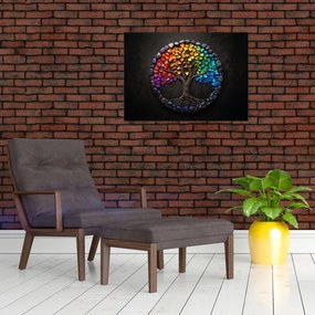 Obraz – Drzewo pełne kolorowych serc (70x50 cm)