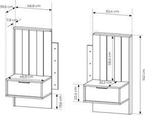 Szafka Nocna 289 DAVANTI 50,4 cm Stolik Nocny do Sypialni