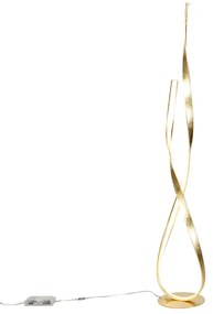 Designerska lampa podłogowa złota z diodą LED i ściemniaczem - BelindaDesignerski Oswietlenie wewnetrzne