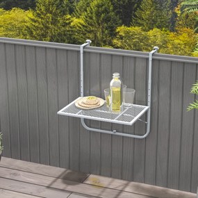 Outsunny Składany stół balkonowy, 4-stopniowo regulowany, metalowy, odporny na warunki atmosferyczne, stół balkonowy 60x40 cm szary | Aosom PL