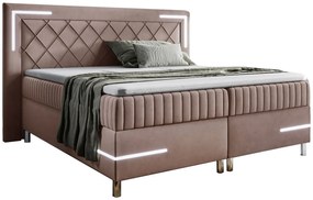 Różowe łóżko kontynentalne z oświetleniem LED 5 rozmiarów T0-B96