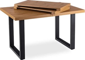 Stół Prostokątny Rozkładany TOMAS 130-230 cm Dąb Złoty/Czarny do Jadalni Loft