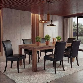 Krzesło do jadalni Edinburgh (zestaw 6 sztuk),  sztuczna skóra, czarne, ciemne nogi