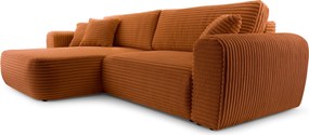 Masseno Narożnik VIVA z funkcją spania i pojemnikiem na pościel Narozniki L, Rozkładana sofa - Ceglasty, TILIA 52
