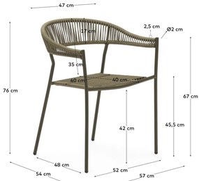 Krzesła z imitacji rattanu w kolorze khaki zestaw 4 szt. Futadera – Kave Home
