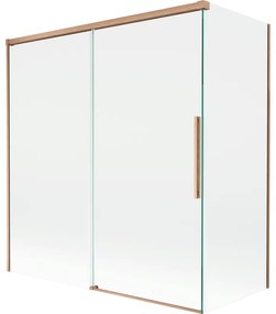 Mexen Rox parawan nawannowy 2-skrzydłowy rozsuwany 150 + 70 x 150 cm, transparent, miedż szczotkowana - 8C9-150-070-65-00
