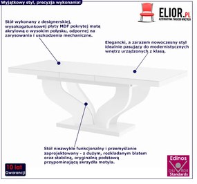 Rozkładany stół biały połysk Azalia 3X